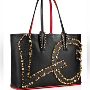 CHRISTIAN LOUBOUTIN Cabata Small Love Calf Paris Tote Bag studded stud sparkly